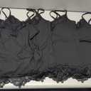 Fourluoo 4 Pcs Women's Long Lace Tank Tops lace Camisole Patchwork Tops for Women (Black,XL)