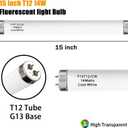 14 Watts F14T12/CW Fluorescent Light Bulb, T12 Liner Fluorescent Tube, 15 Inches Overall Length, T12 14W Cool White Light Color, G13 Bi-Pin Cap, 4 Pack