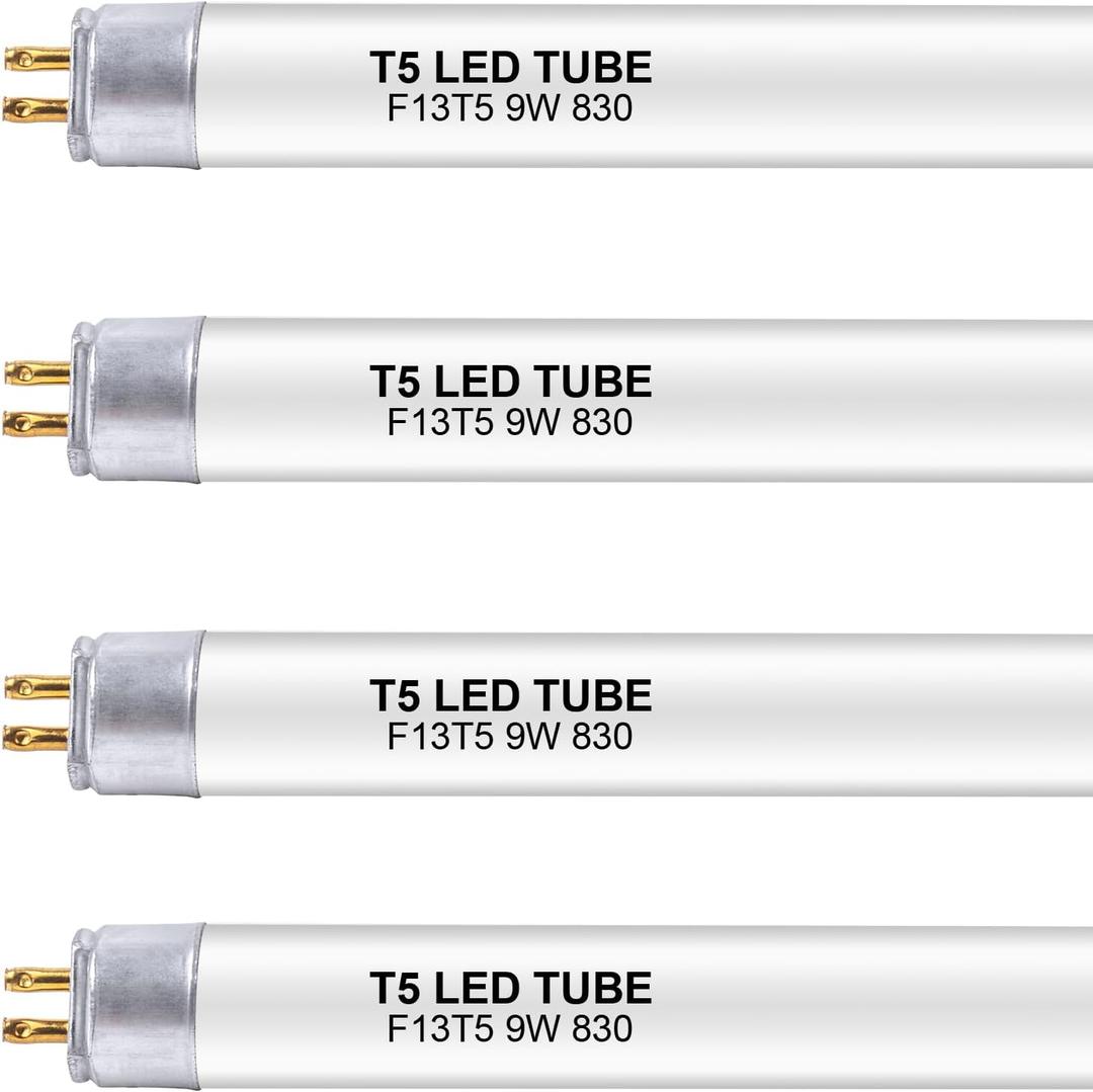 21 Inch F13T5/WW LED Replacement Bulbs, 3000K Warm White, T5 LED 9 Watts Replace Fluorescent Bulb with LED, Replacement Tube for Counter and Cabinet Fixture, 4 Pack