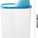 SHOWERORO Airtight Food Storage Container with Pour Spout and Measuring Cup Clear Plastic Cereal Keeper for Rice Grains Oatmeal Sugar Nuts Beans 8.26X6.29X3.14 Inches