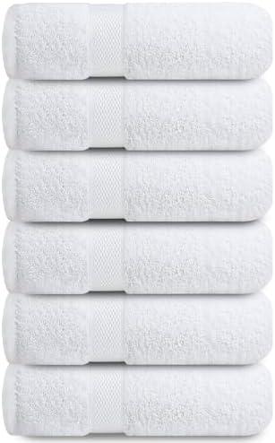 Infinitee Xclusives Luxury 100% Ring-Spun Cotton Hand Towels for Bathroom Set of 4 (16x28 inches) - Soft, Absorbent & Quick-Drying Bath Towels for Bathroom, Gym, Spa & Hotel Use (Brilliant White)