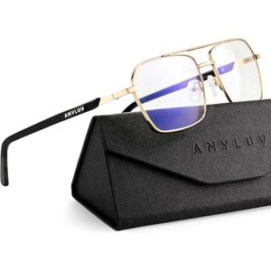 ANYLUV Reading Glasses Men Women Blue Light Blocking, Premium Mens Reading Glasses Al-mg Frame with Spring Hinge Anti Glare