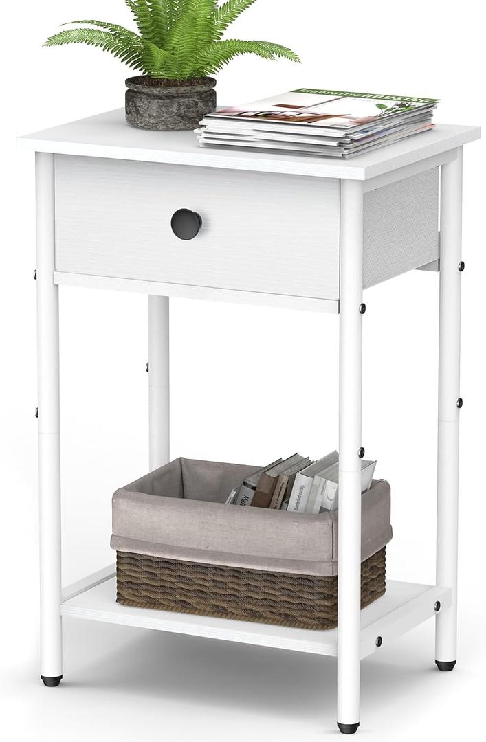 Night Stand Bedside Tables for Small Space End Table with Drawer Side Table Night Stands with Wood Open Storage Shelf, Rustic Side Table for Bedroom, Living Room, Study, Office, Pantry