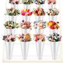 16 Pcs Plastic Flower Buckets Bulk 14.5 Inch H 8.7 Inch W Wake up Flower Display Buckets Tall Vase for Indoor Outdoor Home Wedding Display Florist Supplies(White)