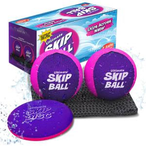 Activ Life The Ultimate Skip Ball  Water Bouncing Ball (2 Pack) Create Lasting Memories with Your Friends & Family at The Beach, Lake or Pool - Great for All Ages (Pink/Purple [With Skip Disc])