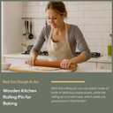 Muso Wood Sapele Wooden French Rolling Pin for Baking, Tapered Roller for Fondant, Pie Crust, Cookie, Pastry (French 15-3/4inch)