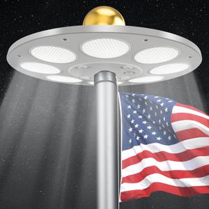 PPQ Solar Flagpole LED Light,New 136 LED Long Lifespan Flag Pole Light for 15-25 Ft Poles,Solar Powered Waterproof Lighting on Outdoor Pole Top,10 Hour Dusk to Dawn Auto On/Off