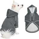 Blueberry Pet Essentials Soft & Comfy Better Basic Cotton Blend Dog Hoodie Sweatshirt in Charcoal Grey, Back Length 16", Pack of 1 Jacket for Dogs