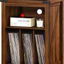 Joaxswe Record Player Stand with Vinyl Record Storage,Rustic Brown Record Player Table Holds up to 160 Albums,Large Wood Turntable Stand Cabinet Dispaly Shelf for Living Room,Bedroom,Office
