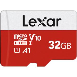 Lexar E-Series 32GB Micro SD Card, microSDHC UHS-I Flash Memory Card with Adapter, 100MB/s, C10, U1, A1, V10, Full HD, High Speed TF Card