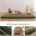 Zelladorra Japanese Floor Mattress, Futon Mattress with Portable Storage Bag and Washable Cover, Roll Up Thick Tatami Mat Suitable for Camping, Guest Room, Green, Queen