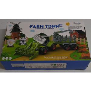Asago Tractor Car Toy with Trailer and 10 Farm Animals Finger Toys for Toddler, Kids 2 3 4 5 6, Assembly Need 62Pieces Contruction Harvester Take Part Vehicle