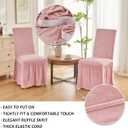 NICEEC Spandex Chair Covers for Dining Chairs Covers Set of 2 Removable Dining Room Chair Covers with Skirt Parson Chair Slipcovers Washable Chair Protector for Kitchen Wedding Banquet(Pink)