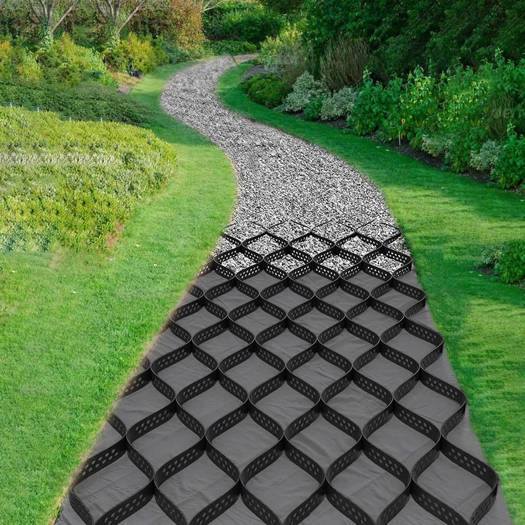 2" Thick Gravel Ground Grid 6.5ft x 16.5ft - Geo Grid Driveway Stabilization Grids, Gravel Retainer Grid 1885 LBS Per Sq ft, Geocell Geogrid for Walkway Driving RV Parking Slopes and Garden (6.5x16.5)