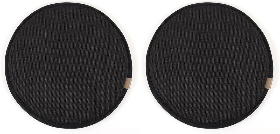 Greenjin 13" Round Bar Stool Cushions, Set of 2 Anti Slip Chair Seat Cushions with Straps, Circle Chair Pad for Kitchen Dining Chairs Hight Stools Black