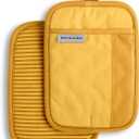 KitchenAid Beacon Two-Tone Non-Slip Pot Holder Set, Majestic Yellow, 7"x10", 2 Piece
