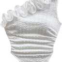 Floerns Women's Plus Size One Shoulder Ruffle Trim Tank Top Textured Asymmetrical Going Out Tops (White, XL)