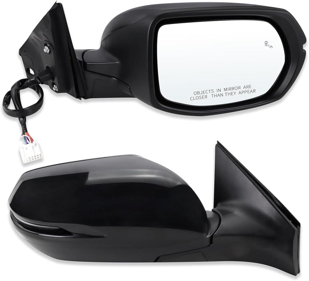 Right Passenger Side Mirror Compatible With 2017 2018 2019 2020 2021 2022 Honda CRV with Manual Folding Power Glass Heated Blind Spot Turn Signal Lights Black Replace#76201T1WA01ZF(9Pins)