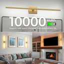 Battery Operated Wall Sconces Set of Two: Dimmable Wireless Wall Lights with Remote, 31-inch LED Rechargeable Sconces, 360 Lighting Wall Scone Decor for TV, Mirror, Bedroom, Living Room(Gold)