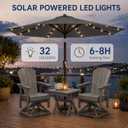 Patio Kingdom 10FT Solar Patio Umbrella with Lights, Outdoor Table Market Umbrella with 32 LED Lights, 8 Sturdy Ribs, Push Button Tilt and Crank for Pool, Deck and Garden, UV-Resistant, Gray