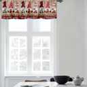 3 x Window Valance Rod Pocket Panel for Kitchen Bedroom Window Merry Christmas Gnome with Xmas Hat Valances Short Curtain Bathroom Treatment Drapes Rustic Wood Plank 42x18in
