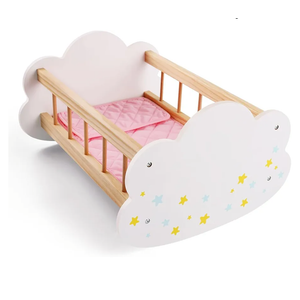 BABESIDE Wooden Baby Dolls Bed for 12-16 Inches Doll, Rocking Babys Doll Crib, Sleep Bed, Baby Dolls Accessories Furniture fit Newborn Dolls Boys Girls