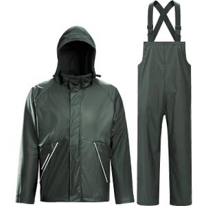 TOWN&FIELD Rain Suits for Fishing Waterproof Rain Gear for Men Women Heavy Duty Rain Coat Jacket with Pants/Overalls (Large, Dark Green)