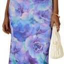 PRETTYGARDEN Women's Floral Bodycon Maxi Dress Summer Beach Sundress Sleeveless Spaghetti Strap Wedding Guest Dress (Purple, M)