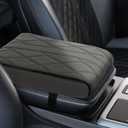 Memory Foam Car Armrest Cushion - Premium Leather Armrest Cover for Car, Comfortable Protection, Universal Fit Center Console Cover for Car, SUV, Sedan, Easy Installation (Gray) (Texture2)