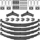AEagle 5 Leaf 3000lb Capacity Double Eye Spring for 5200lb-6000lb Tandem Trailer Axle & U-Bolt & Hanger Kit, 25-1/4" Length, 1.75" Width, 3" Free Open Replaces for SW5, 4 PCS