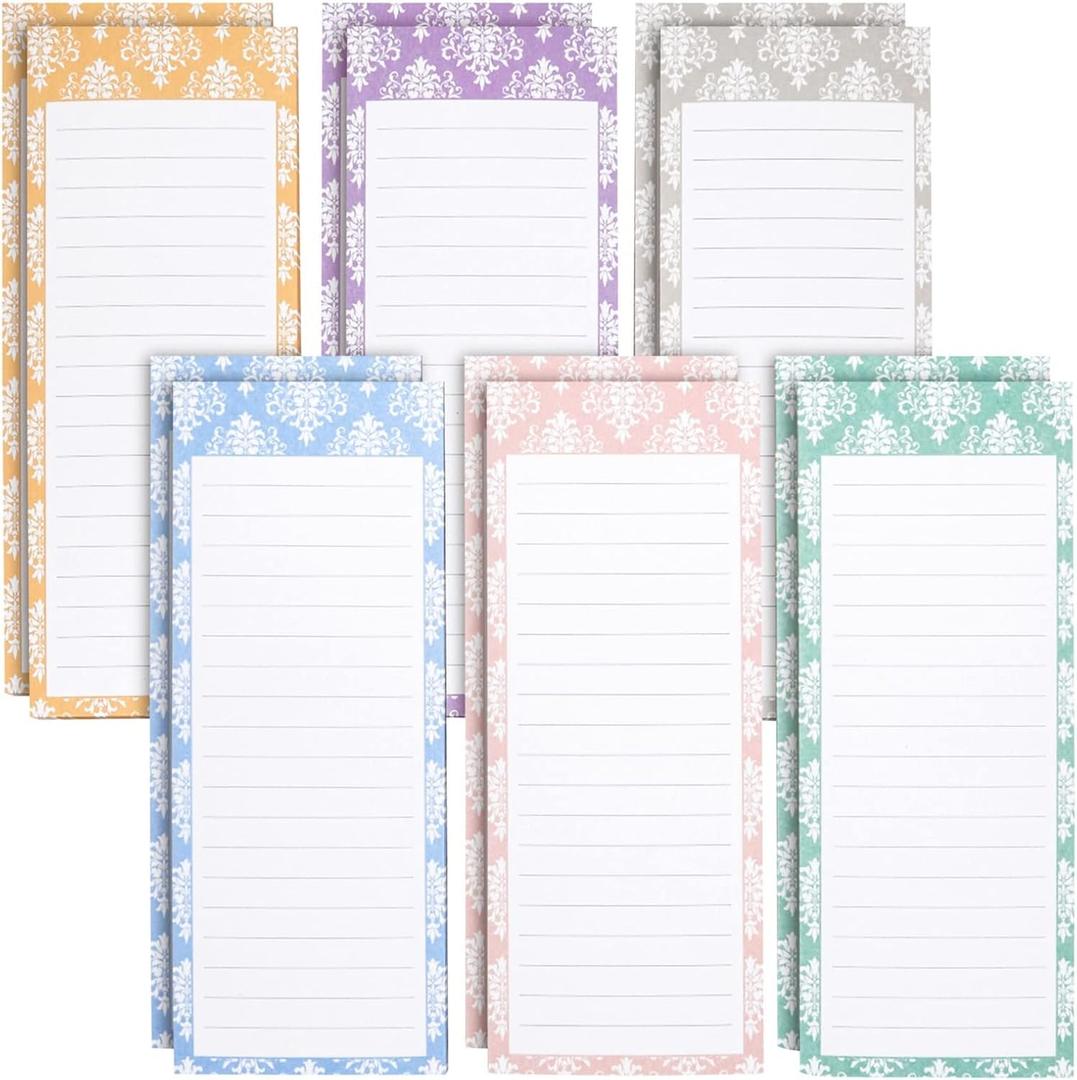 Juvale Magnetic Note Pads for Refrigerator - 60-Sheet Grocery List Notepads with Magnet - Magnetic Shopping List Pad for Fridge - 3.5 x 9 in, Multi, Pack of 12