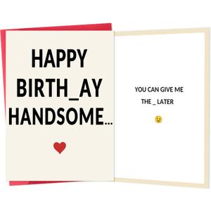 5 x fancu Funny Birthday Card for Boyfriend, Cheeky Card for Husband | 5 x 7 inch cheeky birthday card with matte finish, printed message, red envelope, and sticker for boyfriend or husband