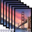 6 Sets 16x24 Picture Frame, Frames for 16 x 24 Canvas Collage Photo Poster Certificate Wall Gallery, High Transparent Horizontal Vertical Black 16 by 24 Inches
