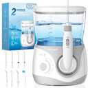 Mornwell Water Dental Flosser for Teeth, 2 Modes and 10 Adjustable Pressure Oral Irrigator for Braces, 8 Multi-Functional Tips for Family, Multiple Users, Home Use, White