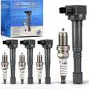 OTO-K Ignition Coil Packs and Iridium Spark Plugs Compatible with Honda Accord 03-07 Civic 02-11 CR-V 02-09 Element 03-11/Acura CSX 06-11 RSX 02-06 UF311 9807B-561BW Set of 4 Spark Plugs Coils