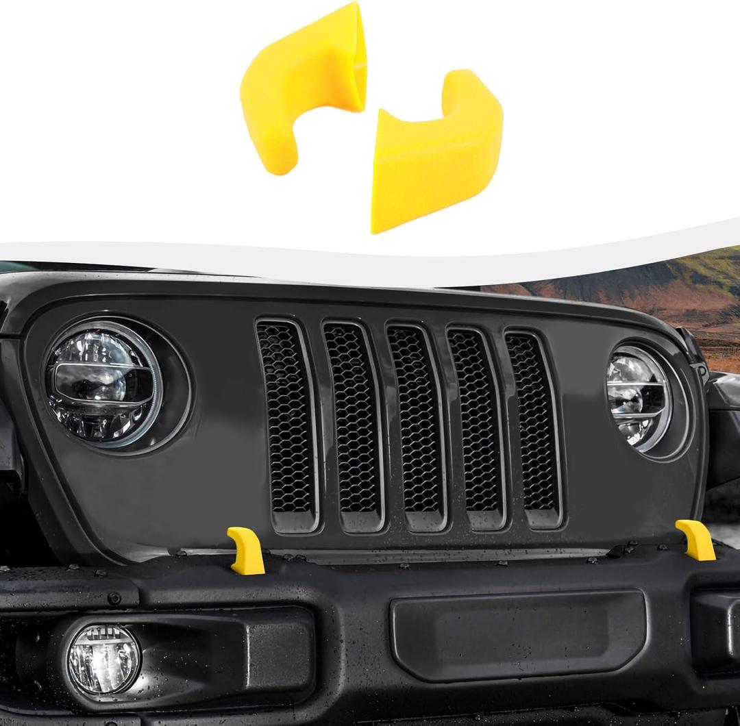 Bumper Tow Hook Covers Fit for 2007-2026 Jeep Wrangler JK JKU JL JLU & Jeep Gladiator JT, Not Fit for Jeep JK JKU Sahara Rubicon 2016 & JK 2009 2018(Yellow)