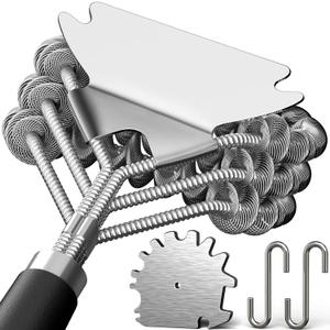 Stainless Steel BBQ Grill Brush and Scraper, Bristle-Free, Universal 3D Scraper Included (Large & Bristle Free)