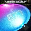 Solar Pool Lights for Inground Pools,Upgraded Solar Lights with LCD Pool Thermometer, Underwater Submersible Led Light for Pool Accessories, Swimming Pool Lighting with 10 Light Modes, 2PC