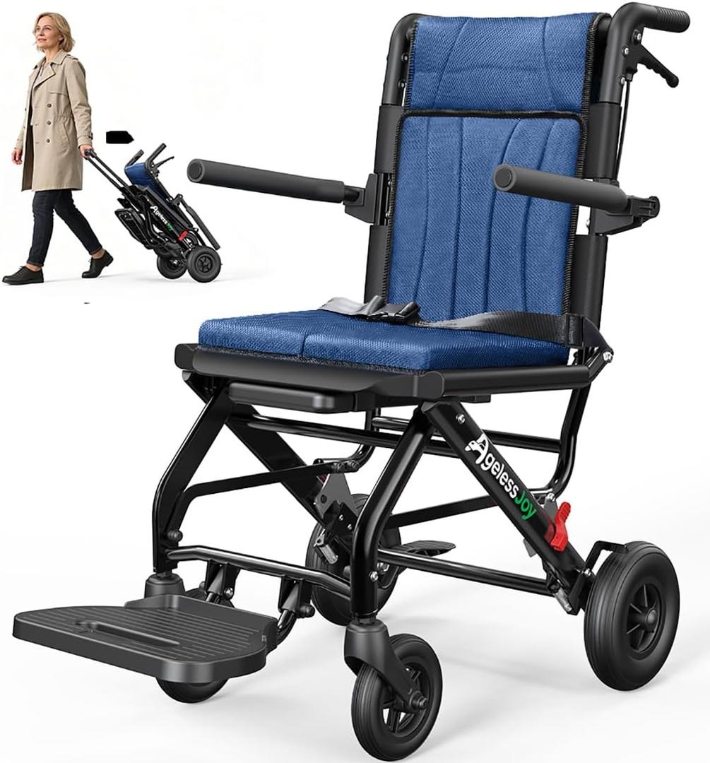 Transport Wheelchair for Adults & Seniors, Blue