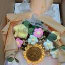 Hotop Crochet Flower Bouquet Completed Artificial Knitted Flower Bouquet for Birthday, Wedding, Mother's Day Gift, and Home Decorations(Sunflower,Orange)