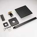 Matte Black Shower Faucet Set, Single Function Shower Trim Kit with Rough-in Valve, Square Rain Shower Head System Included Extra Long Shower Arm for Bathroom