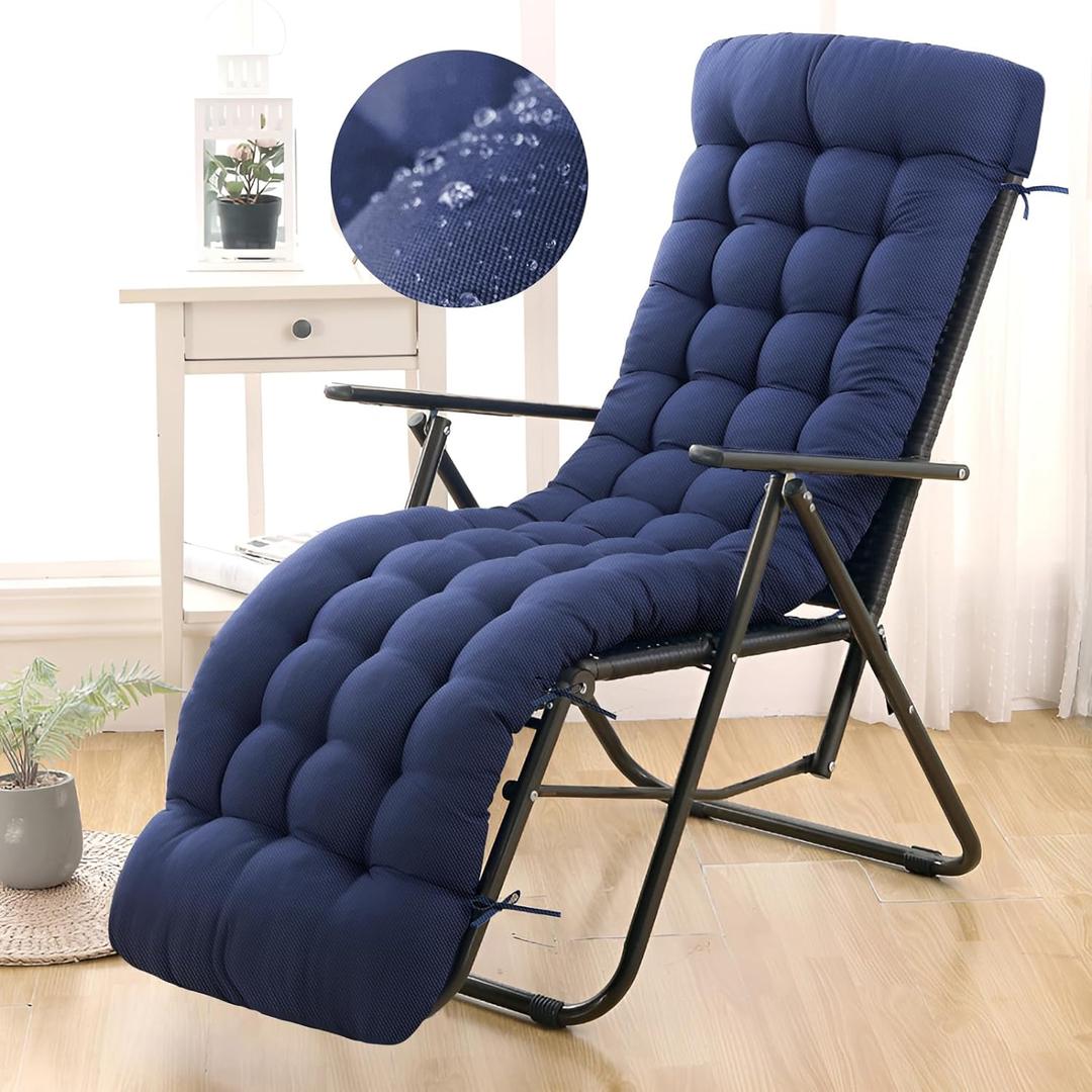 Outdoor Chaise Lounge Cushions, Waterproof Lounge Chair Cushion, Thickened 66 x 21 x 4 Inch Zero Gravity Chair Cushion for Outdoor Indoor Furniture, Home and Office, Blue (1P)