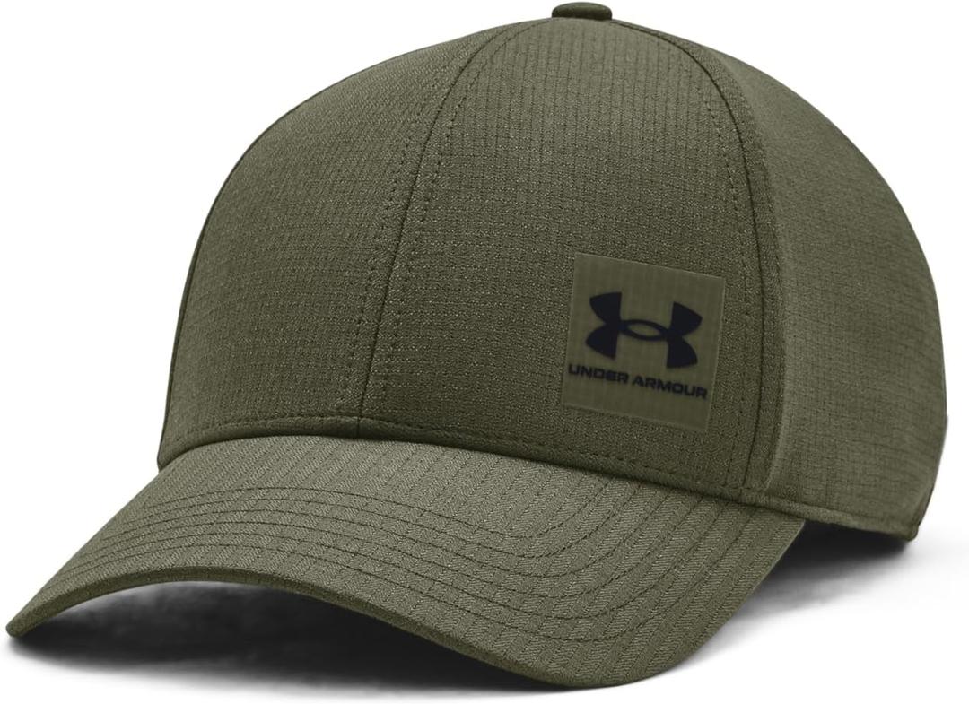 Under Armour Men's Iso-Chill ArmourVent Stretch Fit Hat, (390) Marine OD Green / / Black, Small/ Medium