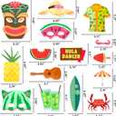 60pcs Luau Photo Booth Props Kit with Sticks for Hawaiian Party Decorations | Tropical, Tiki, Beach, Summer Pool Party Decorations Supplies
