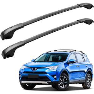 Roof Rack Cross Bars Compatible with Toyota RAV4 2013 2014 2015 2016 2017 2018 with Raised Side Rails Heavy Duty Aluminum Crossbars Black Luggage Carrier Rooftop Cargo