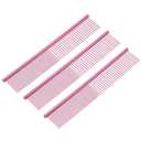 Dog Cat Comb, Pet Combs Stainless Steel Teeth with Rounded Ends for Knots Mats Loose Hair Removal, 7.5IN (Pink Coated, 3 Pack), Grooming Tool Intended for Long Curly Hair Pet