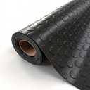 StellarStar 4x20 FT Garage Floor Mat, 2mm Thickened PVC Coin Pattern Garage Mat with 20PCS Tapes, Rubber Flooring Rolls for Under Car, Non-Slip Rubber Motorcycle Mat for Golf Cart, Trailer, Black