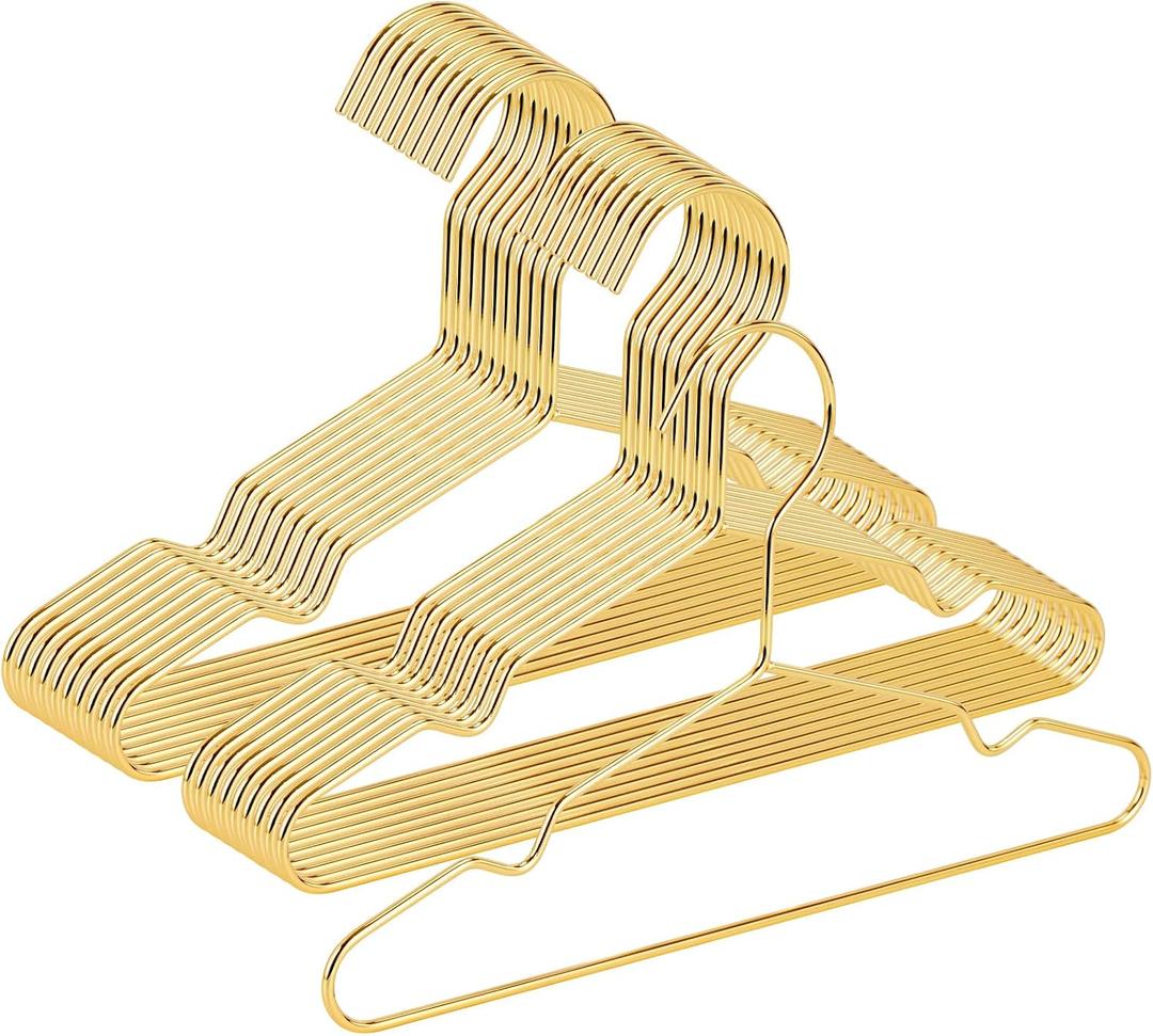 VWV Gold Hanger, 20 Pack 9.84 Inch Kids Baby Metal Hanger, Sturdy Baby Hangers for Wardrobe, Space Saving Toddler Hangers