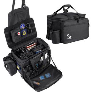 Golkcurx Patrol Bag for Law Enforcement Police Gear, Water-resistant Front Seat Organizer with Adjustable Modular Interior & MOLLE System, Heavy Duty Duty Bag for Patrol Officers Security, Black