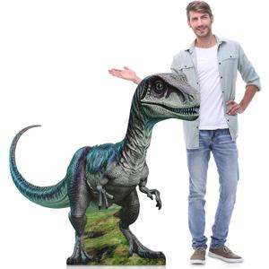 Colingmill 4 ft Life Size Velociraptor Dinosaur Cardboard Standup Cutout Jurassic Birthday Party Decoration Photo Prop PVC Cutout Dinosaur Theme Party Photo Prop for Animal Jurassic Theme Supply